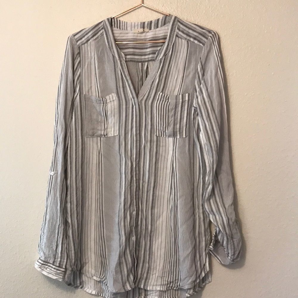 Button up striped blouse - Picture 1 of 6